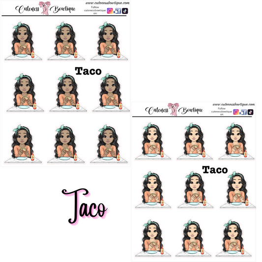 The Cutie Line Icon Sticker Sheet | Cuteness Planner Stickers for Agendas, Planners, Notebooks, Dividers | CUTIE PIE TACO