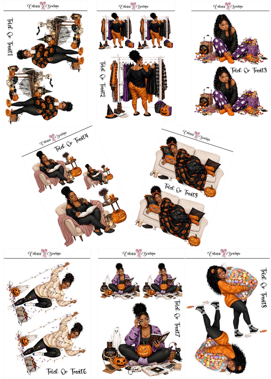 The Cuteness Doll Collection Sticker Sheet | Cuteness Planner Stickers for Agendas, Planners, Notebooks, Dividers | TRICK OR TREAT