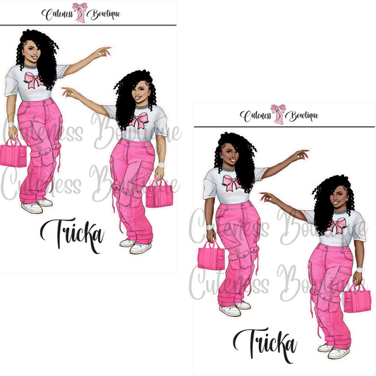 The CUSTOM Cuteness Doll Collection Sticker Sheet | Cuteness Planner Stickers for Agendas, Planners, Notebooks, Dividers | PINK FEST | TRICKA