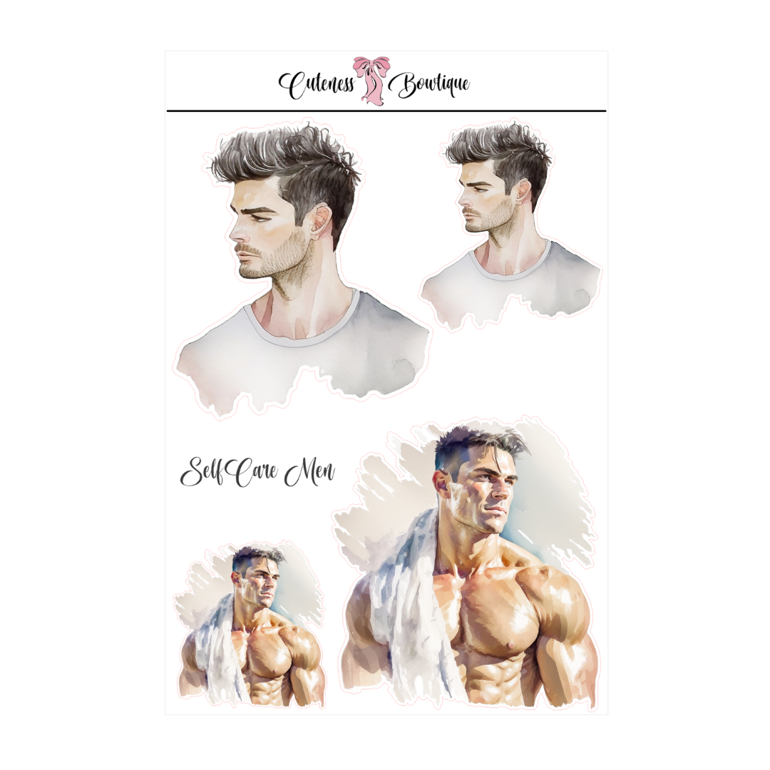 The Cuteness Doll Collection Sticker Sheet | Cuteness Planner Stickers for Agendas, Planners, Notebooks, Dividers | SELFCARE MEN VOL. 1