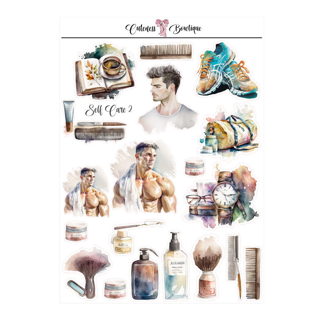 The Cuteness Journaling Sticker Sheet | Cuteness Planner Stickers for Agendas, Planners, Notebooks, Dividers | SELFCARE MEN W/ DECO
