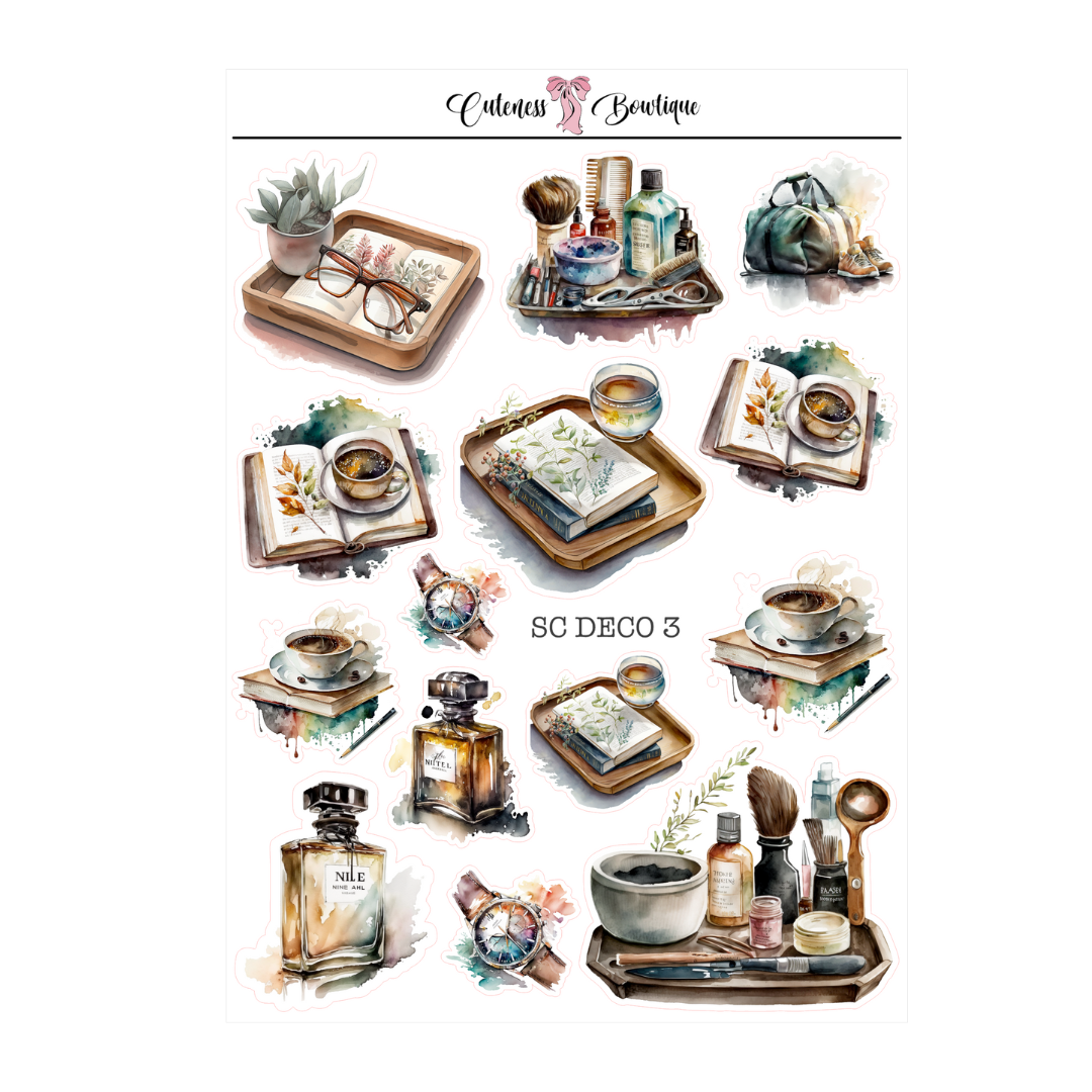 The Cuteness Journaling Sticker Sheet | Cuteness Planner Stickers for Agendas, Planners, Notebooks, Dividers | SELFCARE MEN DECO