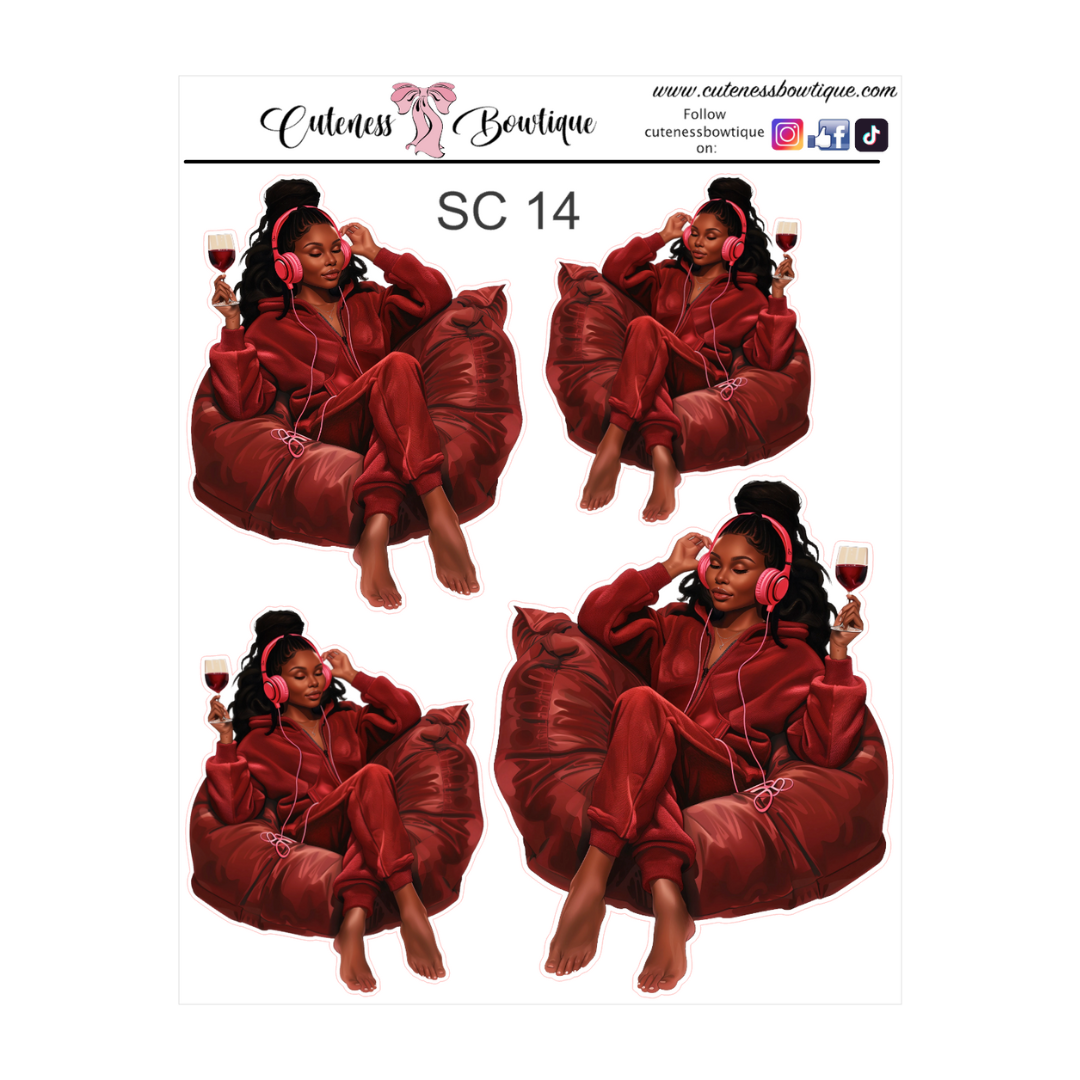 The Cuteness Doll Collection Sticker Sheet | Cuteness Planner Stickers for Agendas, Planners, Notebooks, Dividers | SC WOMEN 1-14