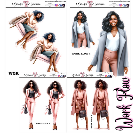 The Cuteness Doll Collection Sticker Sheet | Cuteness Planner Stickers for Agendas, Planners, Notebooks, Dividers | WORK FLOW VOL.1