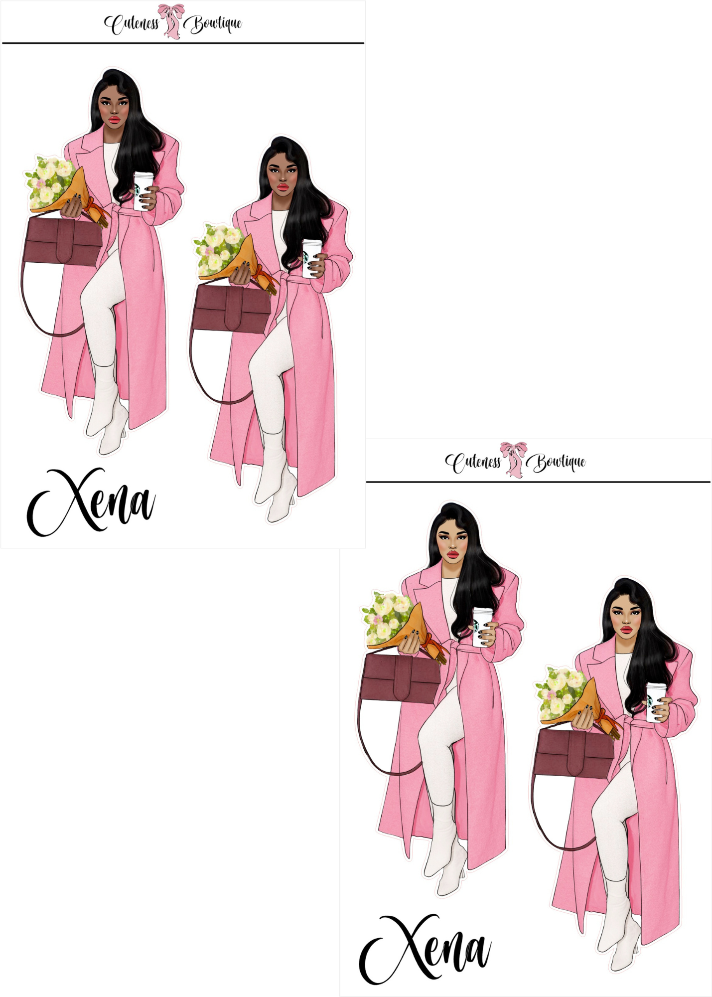 The CUSTOM Cuteness Doll Collection Sticker Sheet | Cuteness Planner Stickers for Agendas, Planners, Notebooks, Dividers | DANNY, BLISSFUL, KIRK, NAOMI, NOELLE, XENA, TUCKER, NOVA