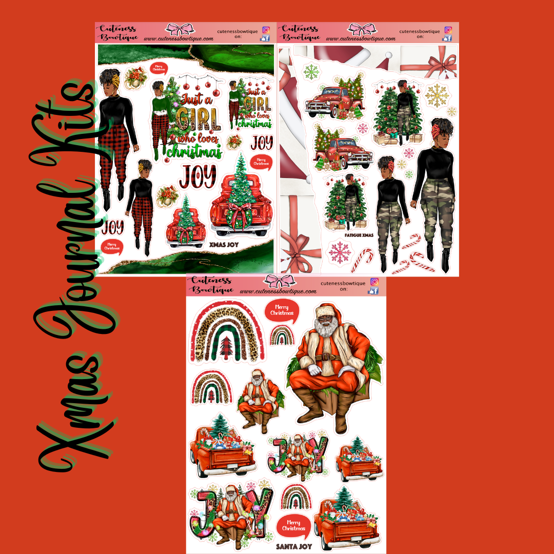 The Cuteness Journaling Sticker Sheet | Cuteness Planner Stickers for Agendas, Planners, Notebooks, Dividers | XMAS SHEETS