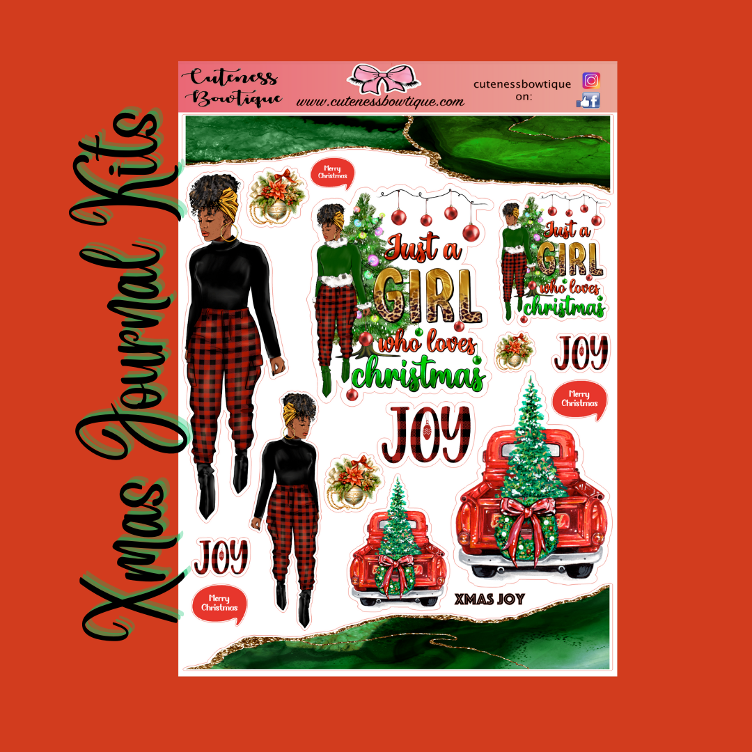 The Cuteness Journaling Sticker Sheet | Cuteness Planner Stickers for Agendas, Planners, Notebooks, Dividers | XMAS SHEETS