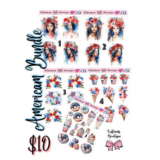 The Cuteness BUNDLE Sticker Sheet | Cuteness Planner Stickers for Agendas, Planners, Notebooks, Dividers | AMERICAN BUNDLE OR ALA CARTE
