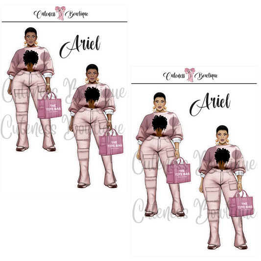 The CUSTOM Cuteness Doll Collection Sticker Sheet | Cuteness Planner Stickers for Agendas, Planners, Notebooks, Dividers | PINK FEST | ARIEL