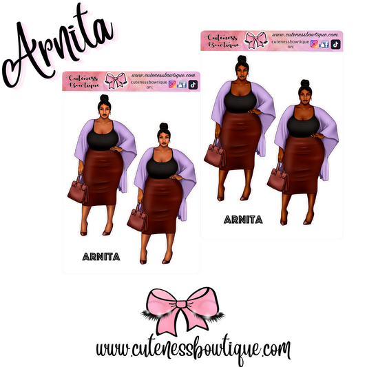 The Cuteness Doll Collection Sticker Sheet | Cuteness Planner Stickers for Agendas, Planners, Notebooks, Dividers | ARNITA