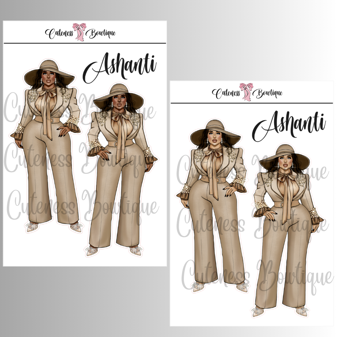 The  CUSTOM Cuteness Doll Collection Sticker Sheet | Cuteness Planner Stickers for Agendas, Planners, Notebooks, Dividers | ASHANTI