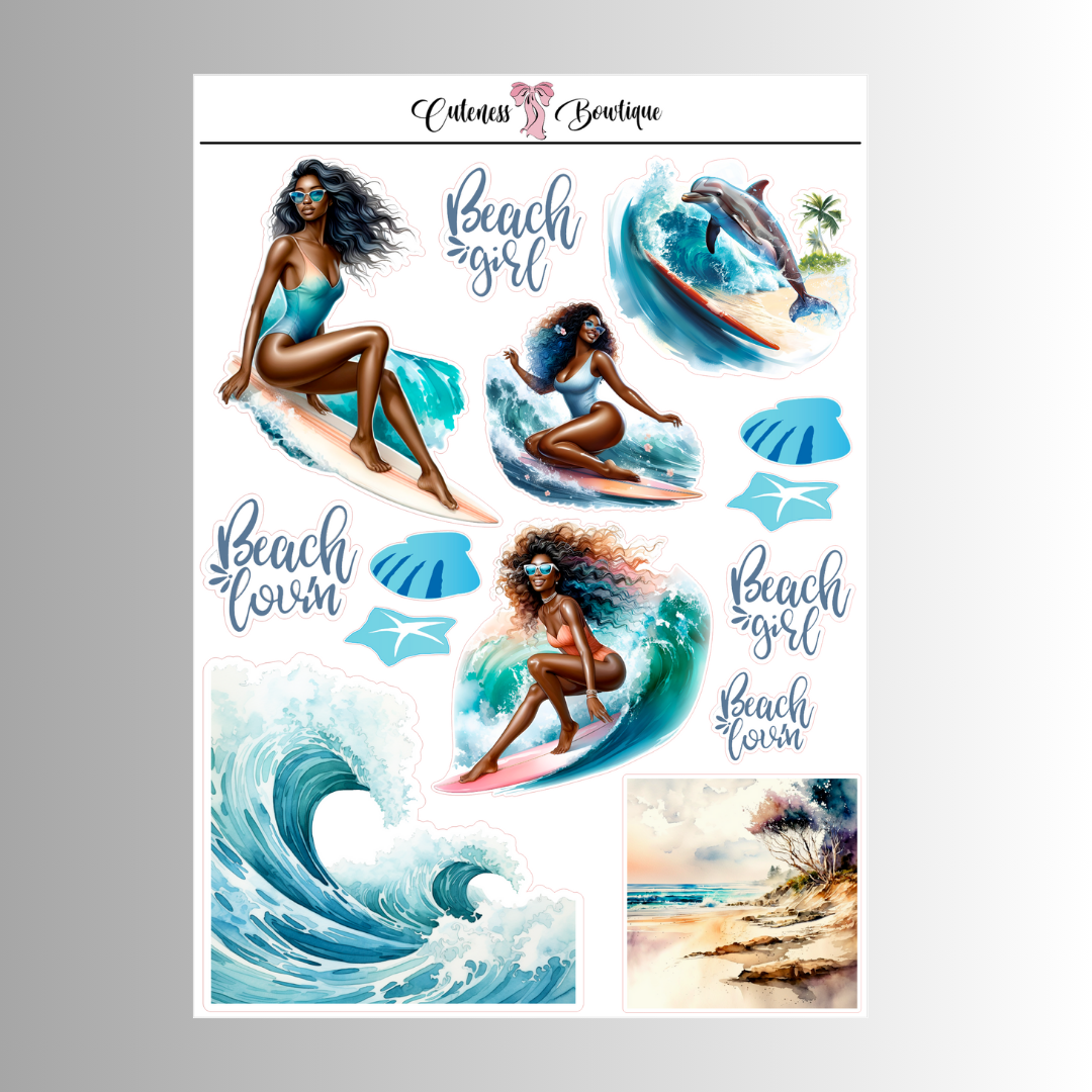 The Cuteness Journaling Sticker Sheet | Cuteness Planner Stickers for Agendas, Planners, Notebooks, Dividers | BEACH LOVIN