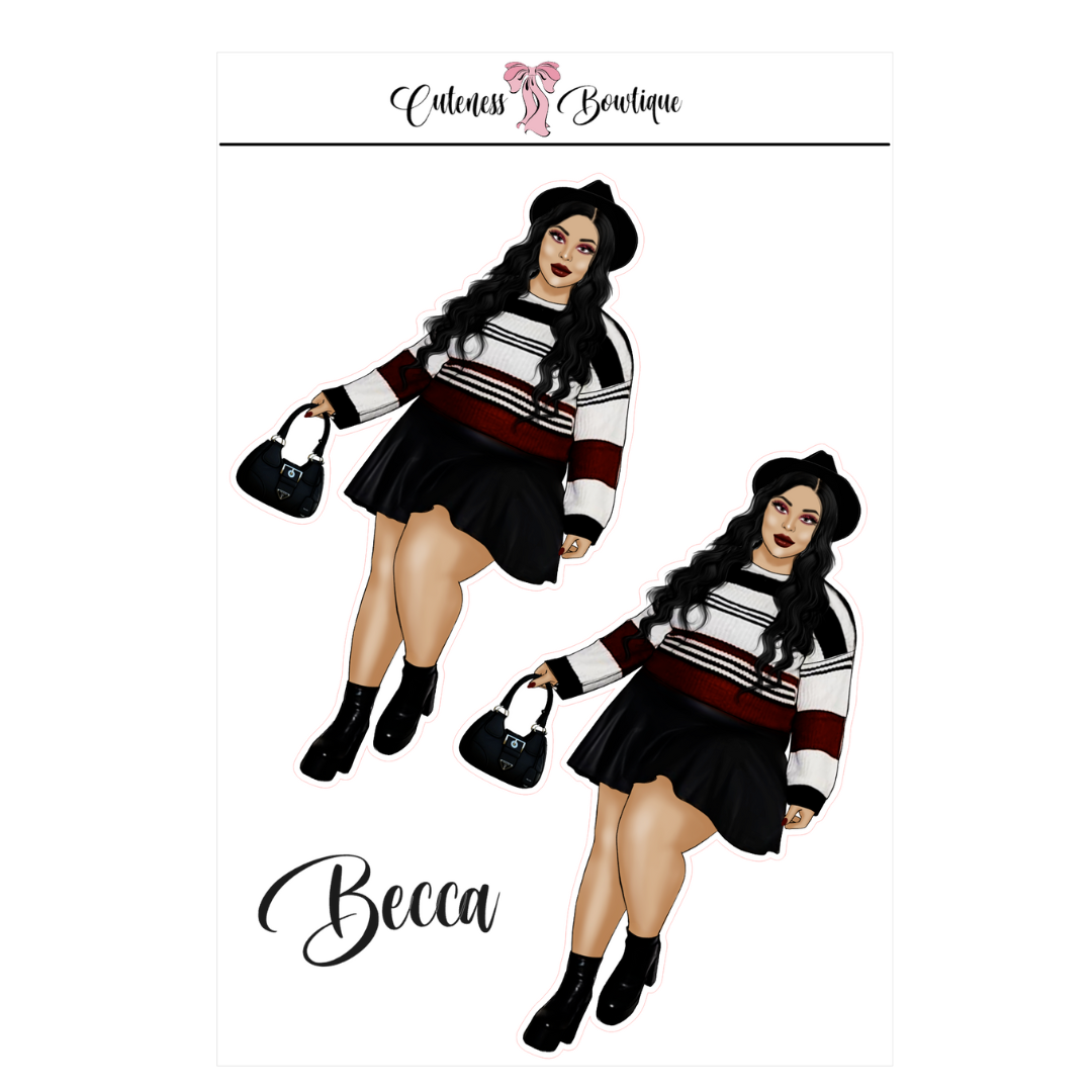 The CUSTOM Cuteness Doll Collection Sticker Sheet | Cuteness Planner Stickers for Agendas, Planners, Notebooks, Dividers | BECCA