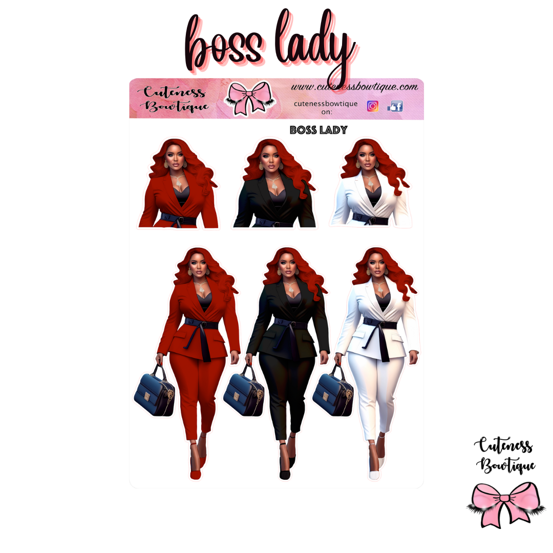 The Cuteness Doll Collection Sticker Sheet | Cuteness Planner Stickers for Agendas, Planners, Notebooks, Dividers | BOSS LADY