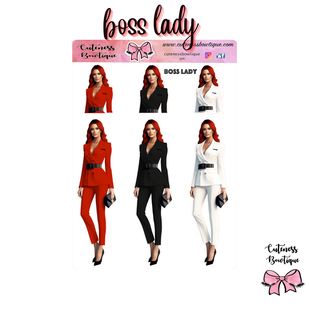 The Cuteness Doll Collection Sticker Sheet | Cuteness Planner Stickers for Agendas, Planners, Notebooks, Dividers | BOSS LADY