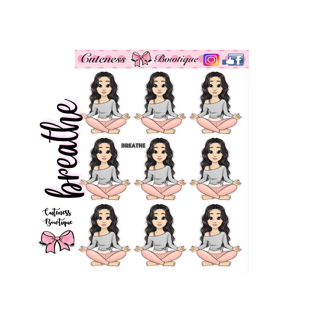 The Cutie Line Icon Sticker Sheet | Cuteness Planner Stickers for Agendas, Planners, Notebooks, Dividers | CUTIE PIE BREATHE