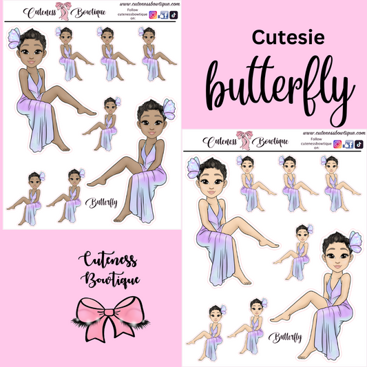 The Cutie Line Icon Sticker Sheet | Cuteness Planner Stickers for Agendas, Planners, Notebooks, Dividers | CUTESIE BUTTERFLY
