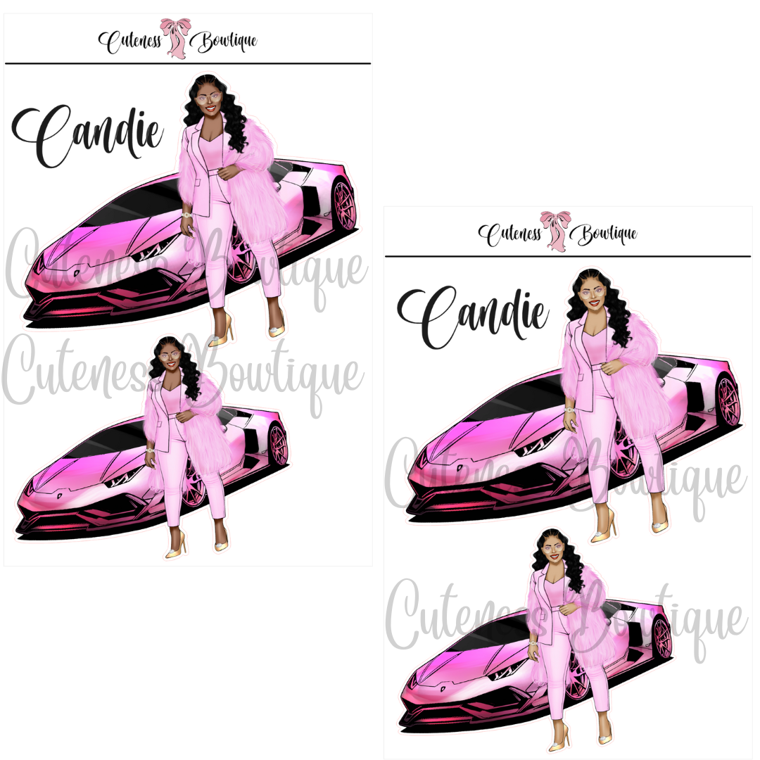 The  CUSTOM Cuteness Doll Collection Sticker Sheet | Cuteness Planner Stickers for Agendas, Planners, Notebooks, Dividers | PINK FEST | CANDIE