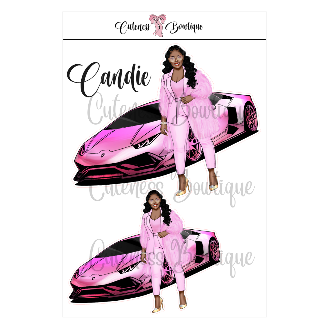 The  CUSTOM Cuteness Doll Collection Sticker Sheet | Cuteness Planner Stickers for Agendas, Planners, Notebooks, Dividers | PINK FEST | CANDIE