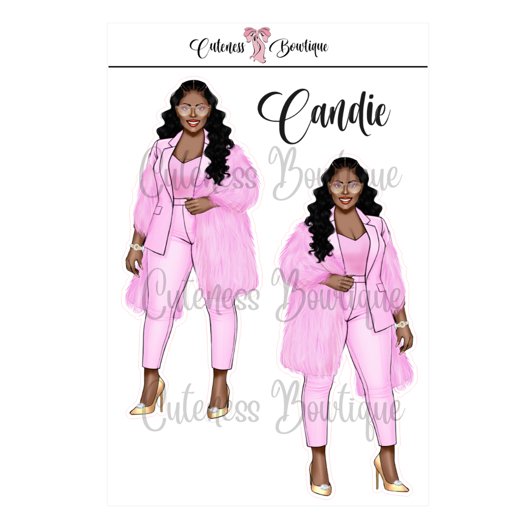 The  CUSTOM Cuteness Doll Collection Sticker Sheet | Cuteness Planner Stickers for Agendas, Planners, Notebooks, Dividers | PINK FEST | CANDIE