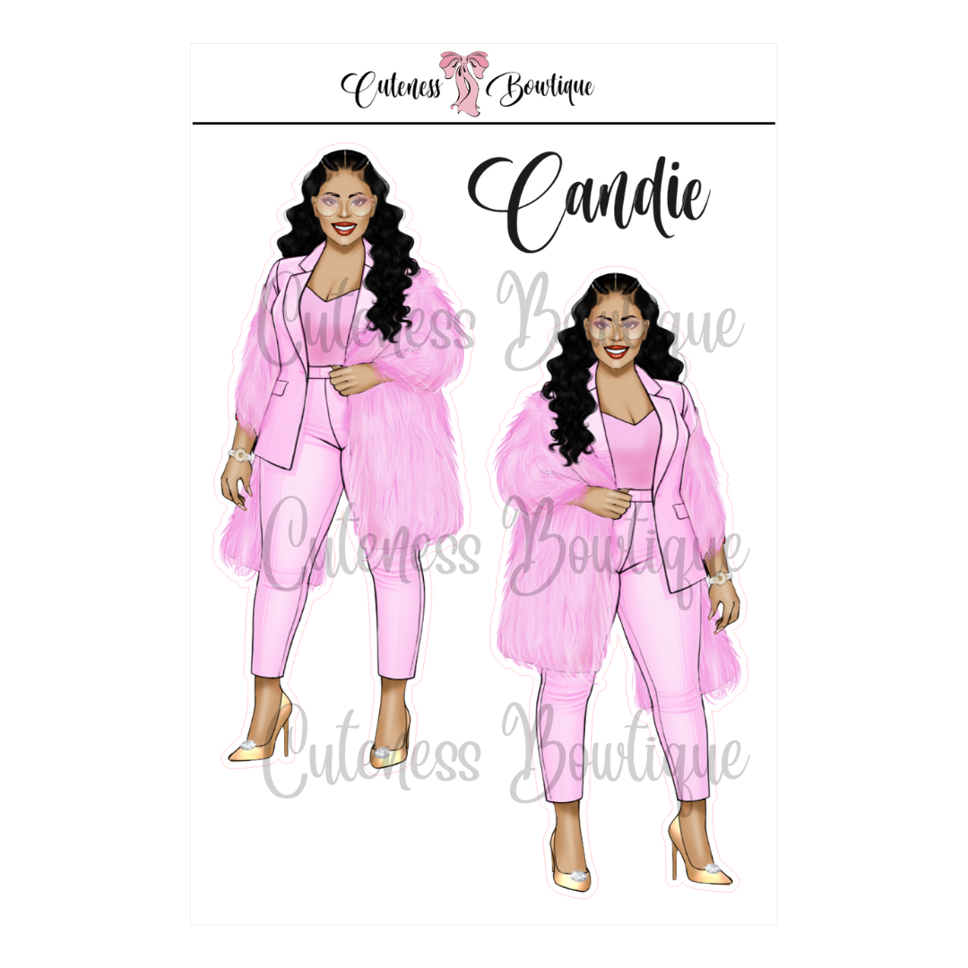 The  CUSTOM Cuteness Doll Collection Sticker Sheet | Cuteness Planner Stickers for Agendas, Planners, Notebooks, Dividers | PINK FEST | CANDIE