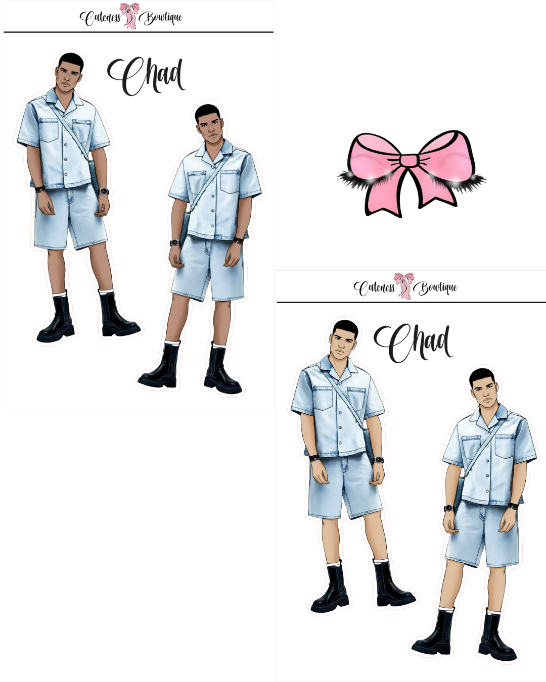 The CUSTOM Cuteness Doll Collection Sticker Sheet | Cuteness Planner Stickers for Agendas, Planners, Notebooks, Dividers | CHAD