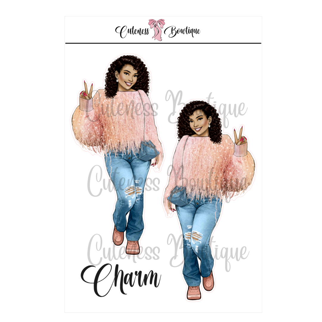 The CUSTOM Cuteness Doll Collection Sticker Sheet | Cuteness Planner Stickers for Agendas, Planners, Notebooks, Dividers | PINK FEST | CHARM