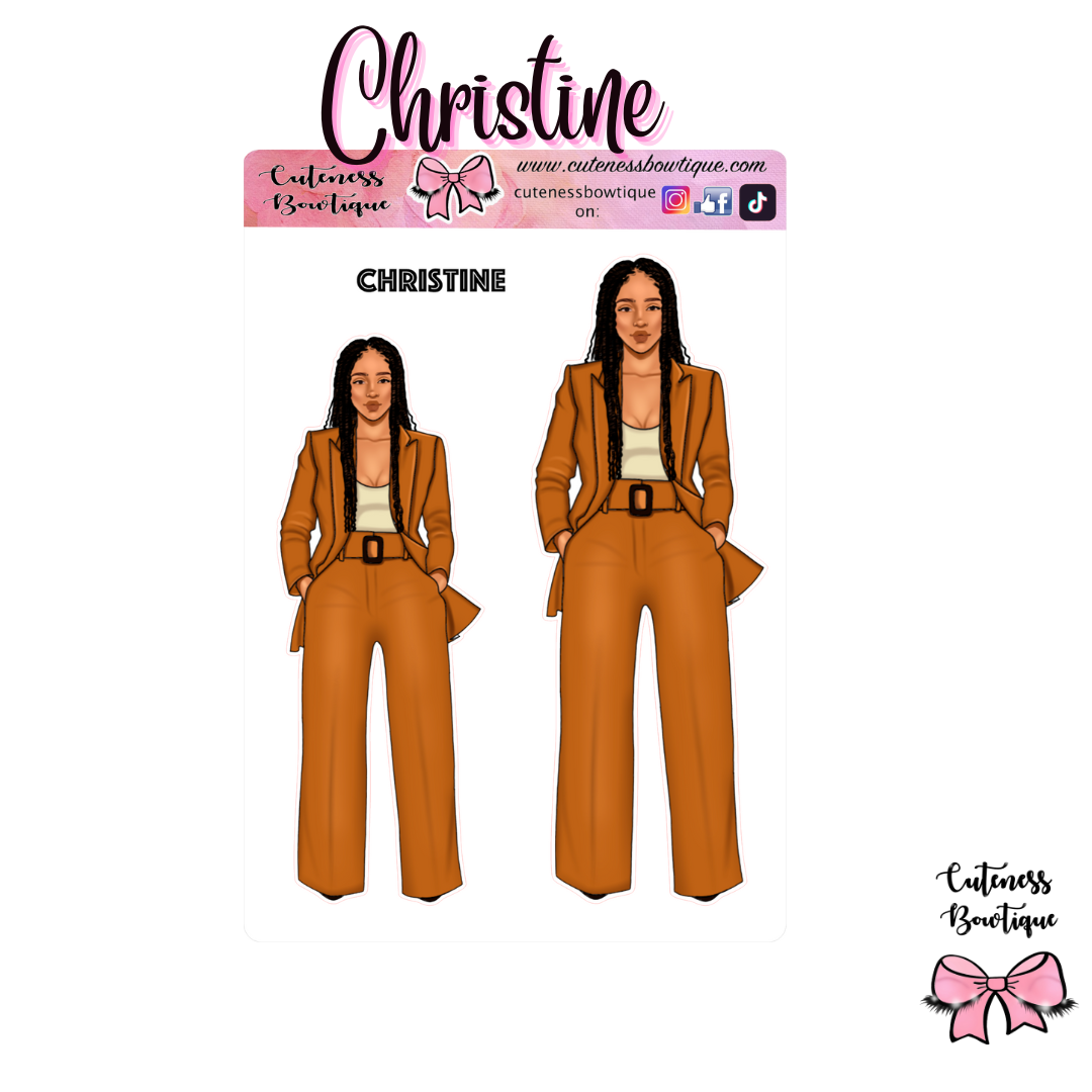 The Cuteness Doll Collection Sticker Sheet | Cuteness Planner Stickers for Agendas, Planners, Notebooks, Dividers | CHRISTINE