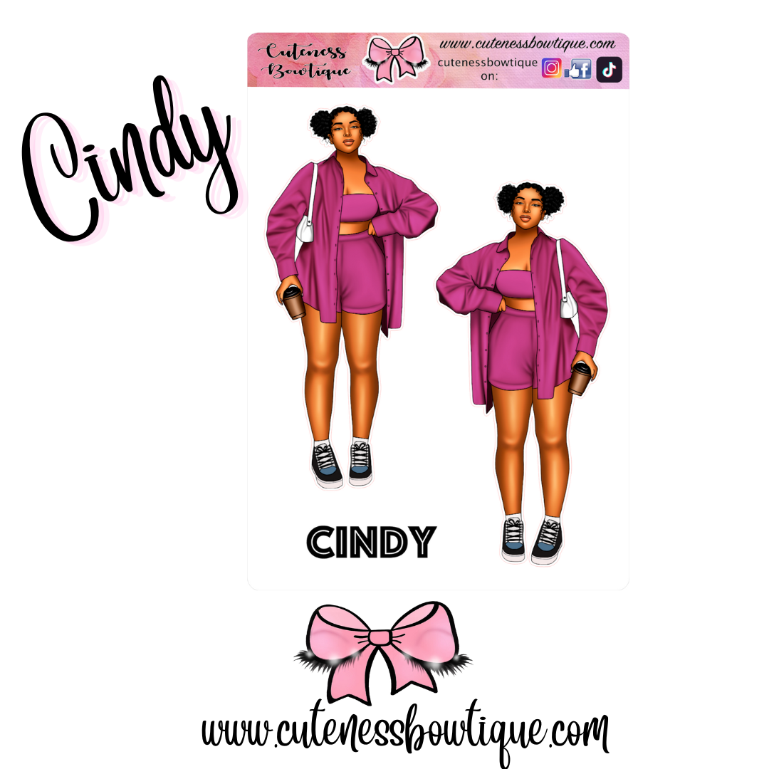 The Cuteness Doll Collection Sticker Sheet | Cuteness Planner Stickers for Agendas, Planners, Notebooks, Dividers | CINDY