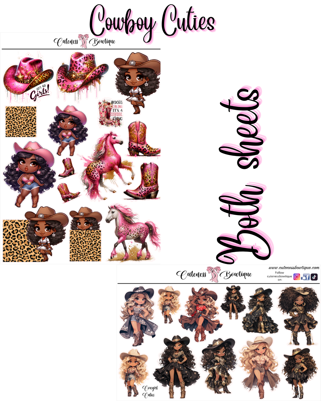 The Cuteness Journaling Sticker Sheet | Cuteness Planner Stickers for Agendas, Planners, Notebooks, Dividers | COWBOY CUTIES