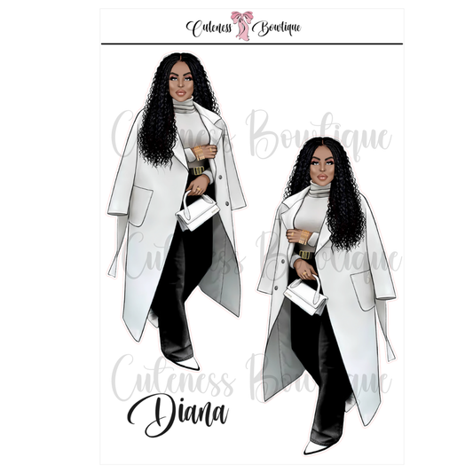 The Cuteness Doll Collection Sticker Sheet | Cuteness Planner Stickers for Agendas, Planners, Notebooks, Dividers | DIANA BLACK JEANS