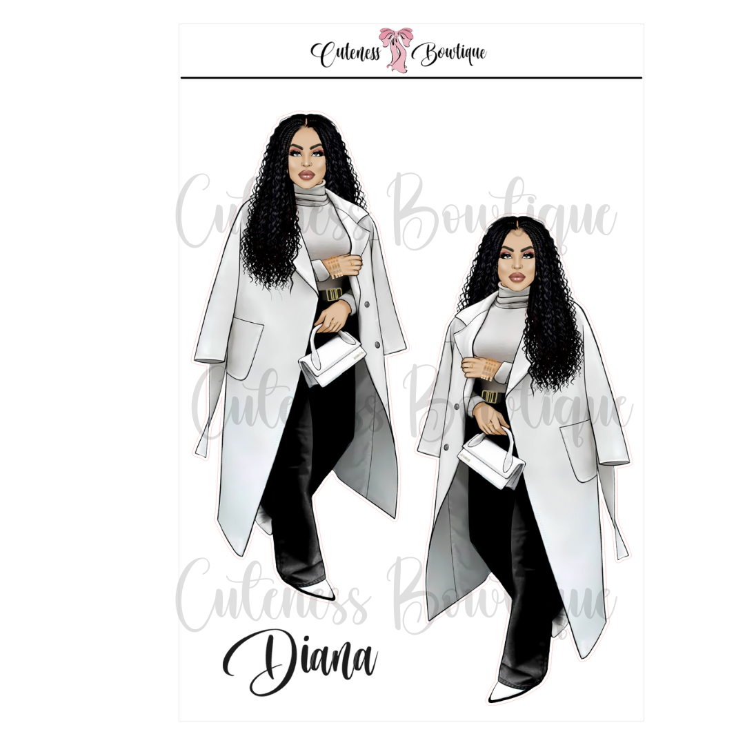 The Cuteness Doll Collection Sticker Sheet | Cuteness Planner Stickers for Agendas, Planners, Notebooks, Dividers | DIANA BLACK JEANS