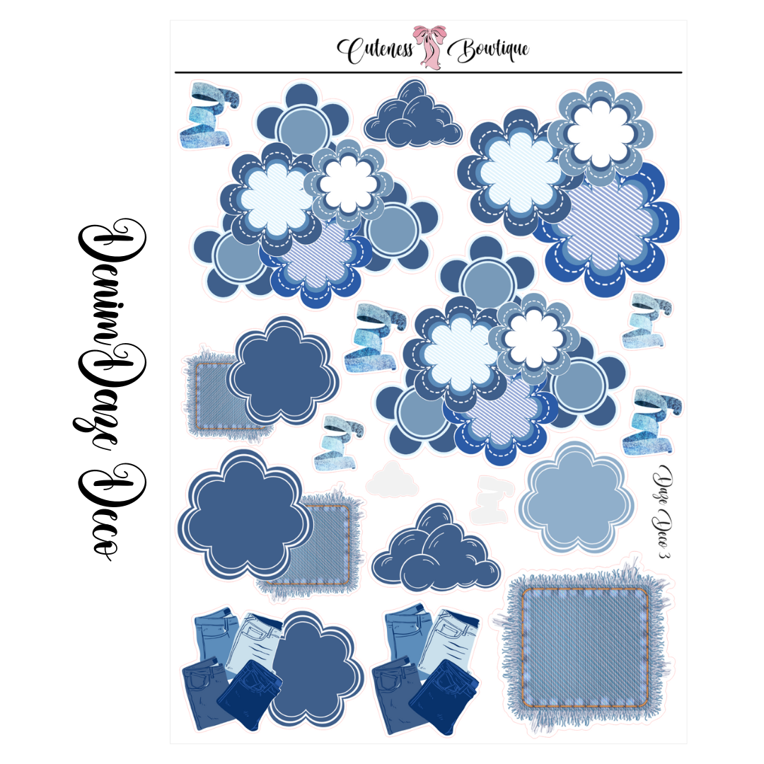 The Cuteness Journaling Sticker Sheet | Cuteness Planner Stickers for Agendas, Planners, Notebooks, Dividers | DENIM DAZE DECO
