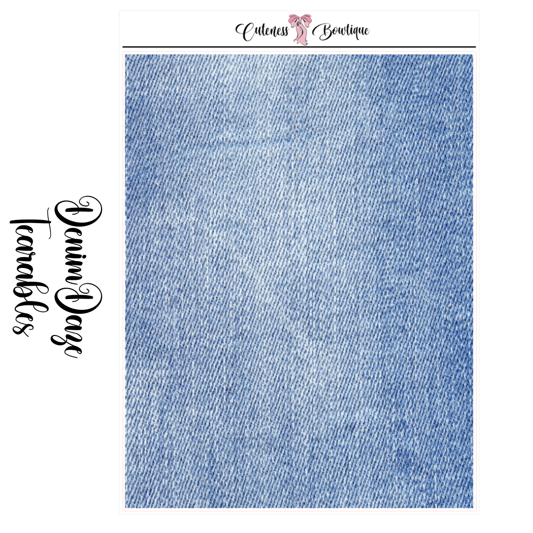 The Cuteness Journaling Sticker Sheet | Cuteness Planner Stickers for Agendas, Planners, Notebooks, Dividers | DENIM DAZE TEARABLES