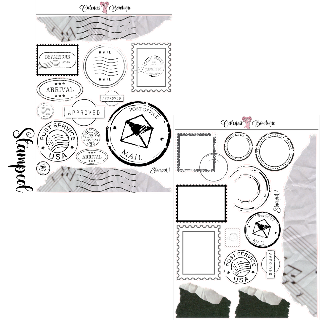 The Cuteness Journaling Sticker Sheet | Cuteness Planner Stickers for Agendas, Planners, Notebooks, Dividers | STAMPED