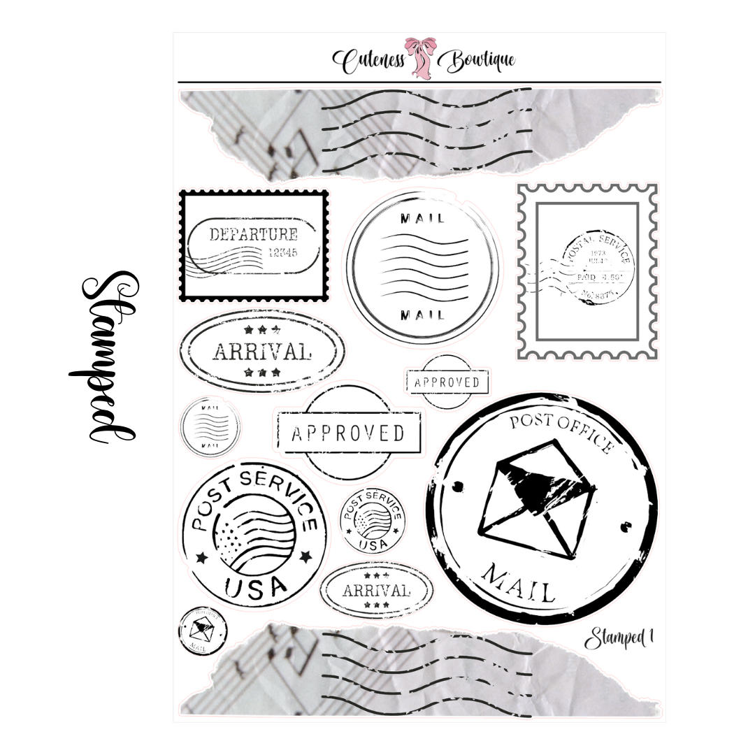 The Cuteness Journaling Sticker Sheet | Cuteness Planner Stickers for Agendas, Planners, Notebooks, Dividers | STAMPED