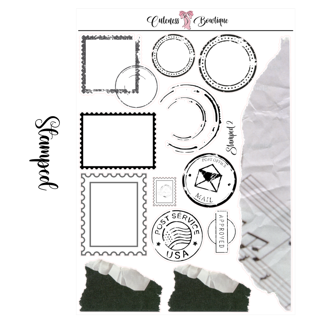 The Cuteness Journaling Sticker Sheet | Cuteness Planner Stickers for Agendas, Planners, Notebooks, Dividers | STAMPED