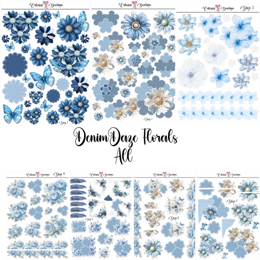 The Cuteness Journaling Sticker Sheet | Cuteness Planner Stickers for Agendas, Planners, Notebooks, Dividers | DENIM DAZE FLORALS