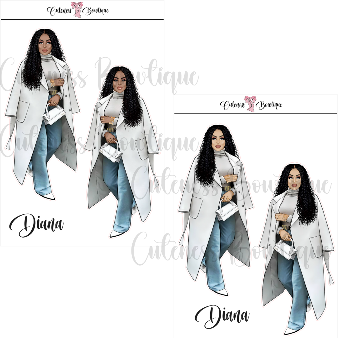 The Cuteness Doll Collection Sticker Sheet | Cuteness Planner Stickers for Agendas, Planners, Notebooks, Dividers | DIANA BLUE JEANS