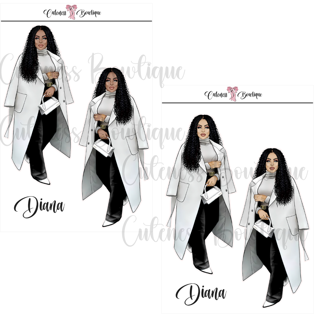 The Cuteness Doll Collection Sticker Sheet | Cuteness Planner Stickers for Agendas, Planners, Notebooks, Dividers | DIANA BLACK JEANS