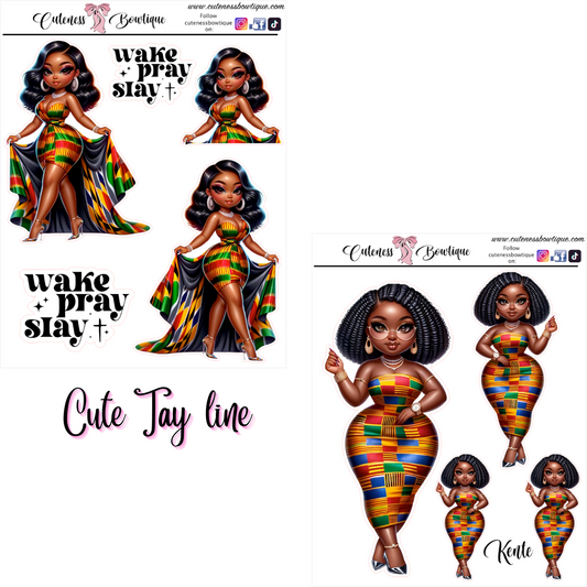 The Cuteness Bow peeps Mini Doll Collection Sticker Sheet | Cuteness Planner Stickers for Agendas, Planners, Notebooks, Dividers | CUTE TAY LINE