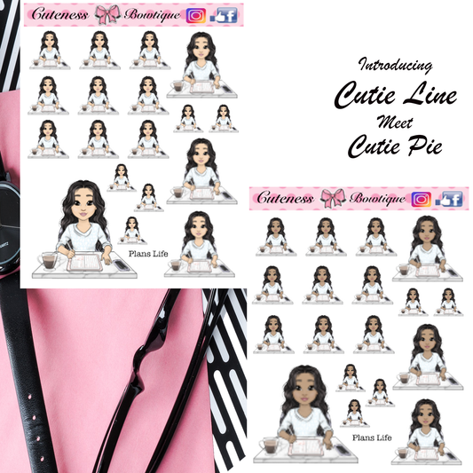 The Cutie Line Icon Sticker Sheet | Cuteness Planner Stickers for Agendas, Planners, Notebooks, Dividers | PLANS LIFE