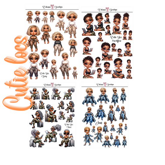 The Cutie Line Icon Sticker Sheet | Cuteness Planner Stickers for Agendas, Planners, Notebooks, Dividers | CUTIE LOCS