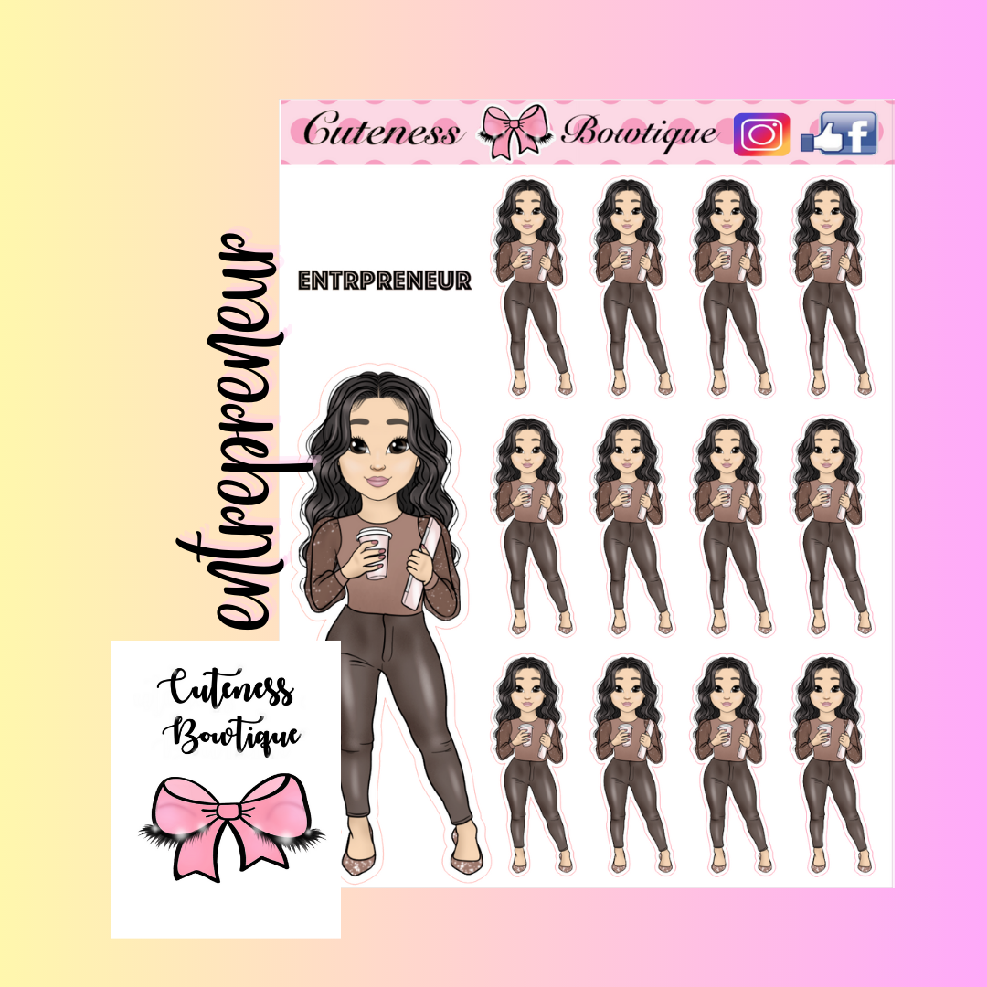 The Cutie Line Icon Sticker Sheet | Cuteness Planner Stickers for Agendas, Planners, Notebooks, Dividers | CUTIE PIE ENTREPRENEUR