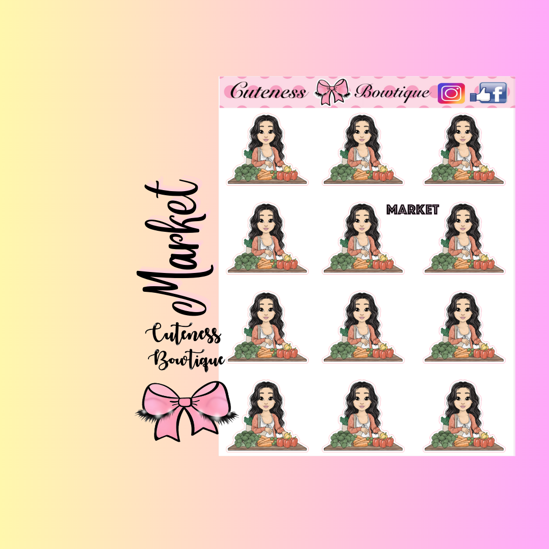 The Cutie Line Icon Sticker Sheet | Cuteness Planner Stickers for Agendas, Planners, Notebooks, Dividers | CUTIE PIE MARKET