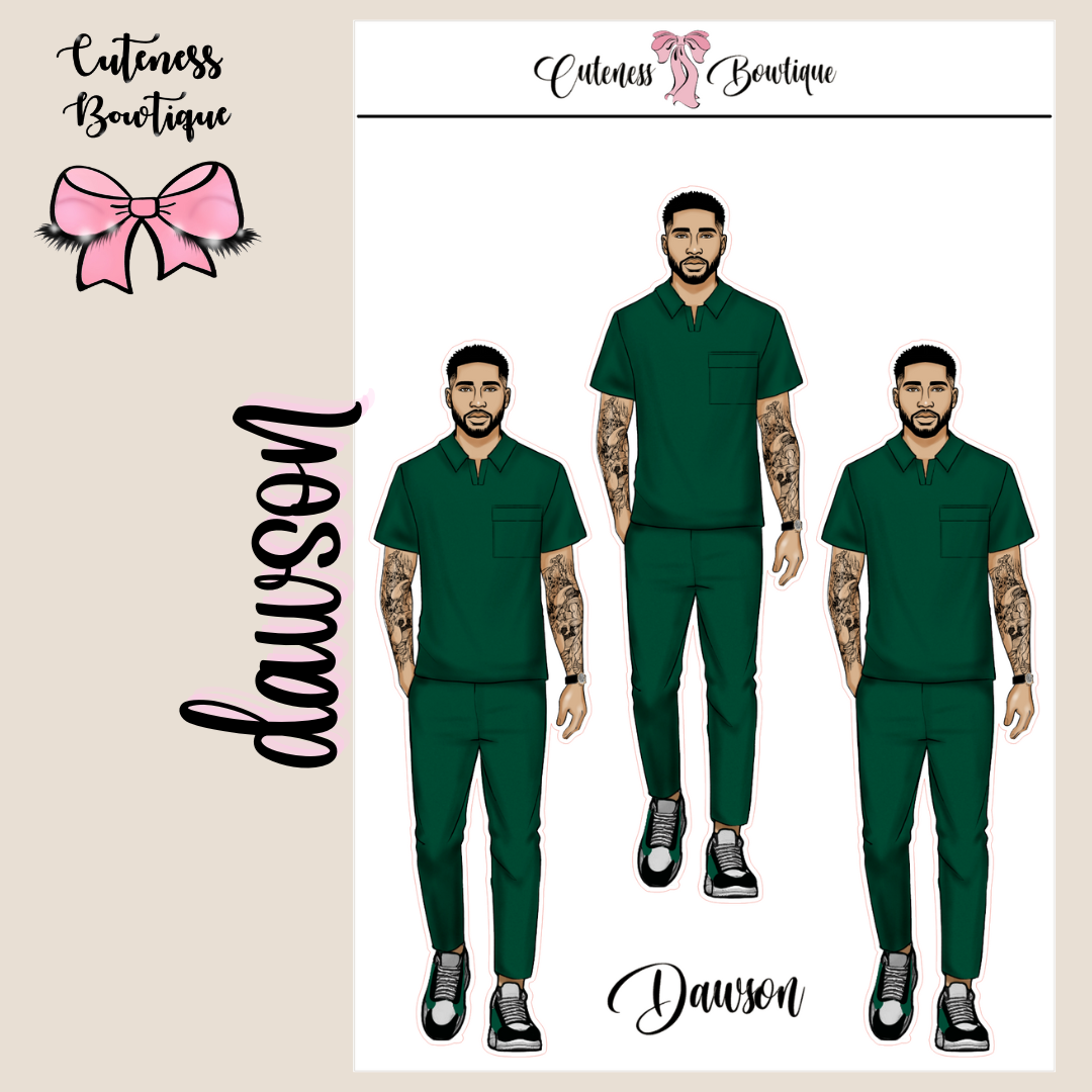 The CUSTOM Cuteness Doll Collection Sticker Sheet | Cuteness Planner Stickers for Agendas, Planners, Notebooks, Dividers | DAWSON