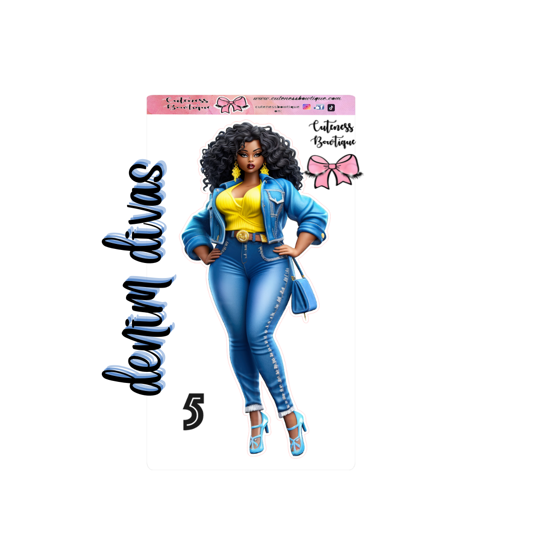 The Cuteness Doll Collection Sticker Sheet | Cuteness Planner Stickers for Agendas, Planners, Notebooks, Dividers | DENIM DIVAS