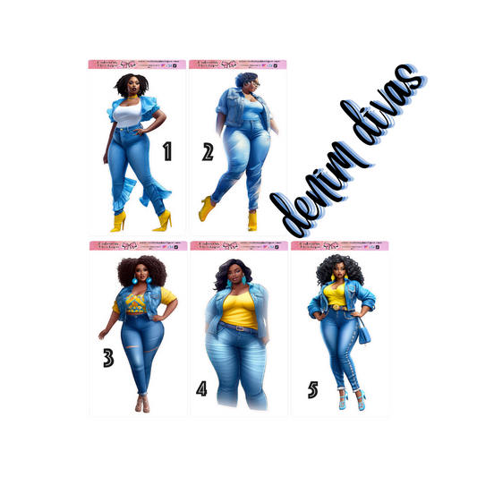 The Cuteness Doll Collection Sticker Sheet | Cuteness Planner Stickers for Agendas, Planners, Notebooks, Dividers | DENIM DIVAS