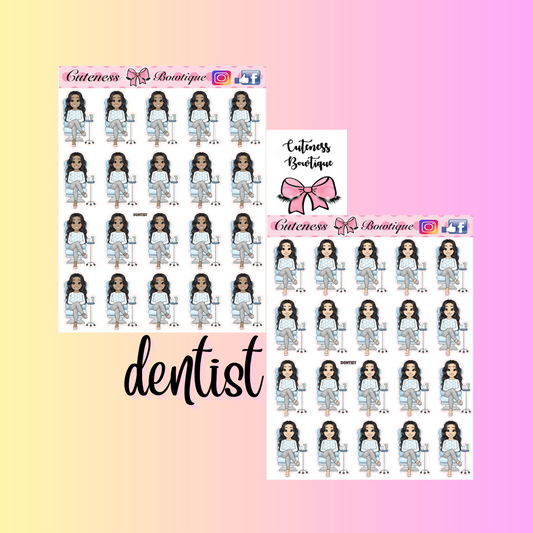 The Cutie Line Icon Sticker Sheet | Cuteness Planner Stickers for Agendas, Planners, Notebooks, Dividers | CUTIE PIE DENTIST