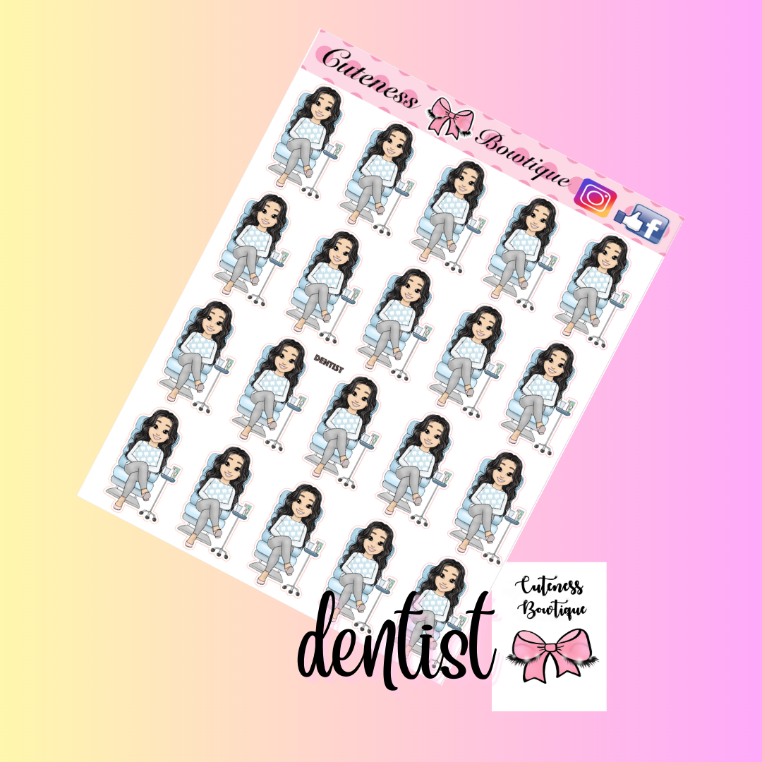 The Cutie Line Icon Sticker Sheet | Cuteness Planner Stickers for Agendas, Planners, Notebooks, Dividers | CUTIE PIE DENTIST